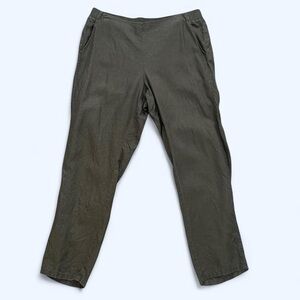 J.Jill Medium Dark Green 100% Linen Straight Leg Ankle Trousers Pants Pockets